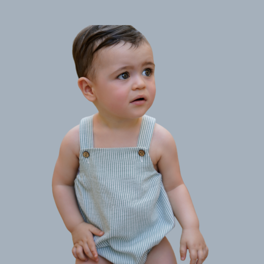 PELELE BEBÉ NIÑO VERDE LINEAS - Menta Moda Infantil