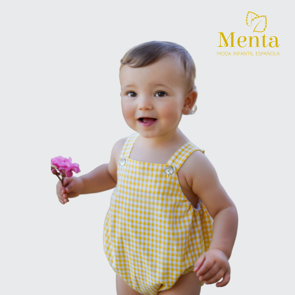 PELELE BEBÉ NIÑO AMARILLO CUADROS