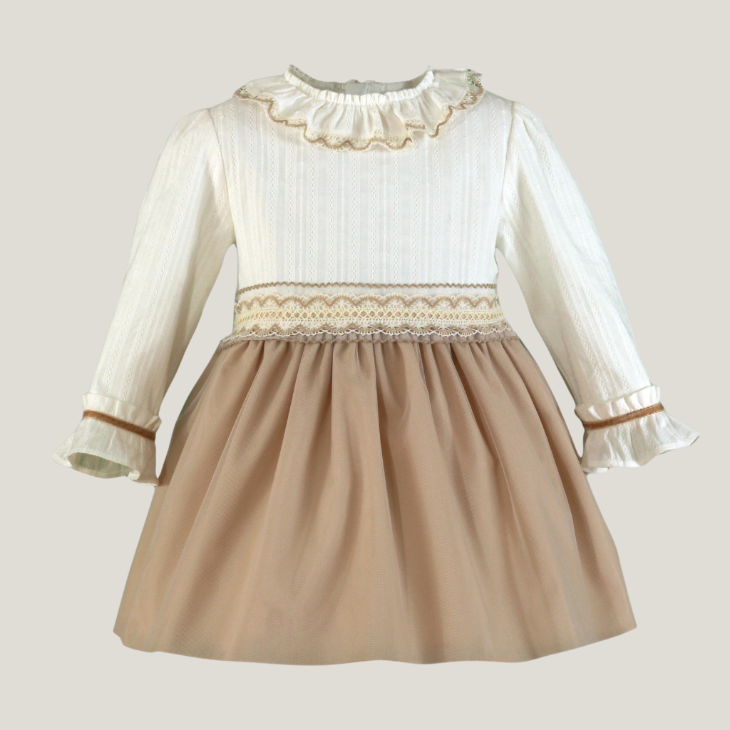 VESTIDO NIÑA BEIGE GUIPUR