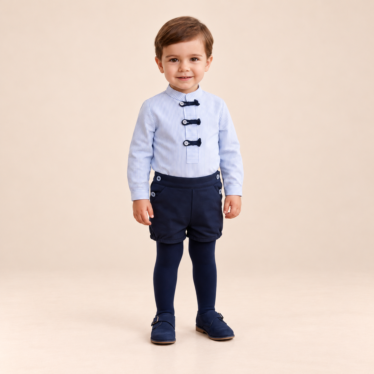 CONJUNTO BEBE NINO AZUL MARINO Y CELESTE