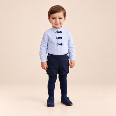 CONJUNTO BEBE NINO AZUL MARINO Y CELESTE
