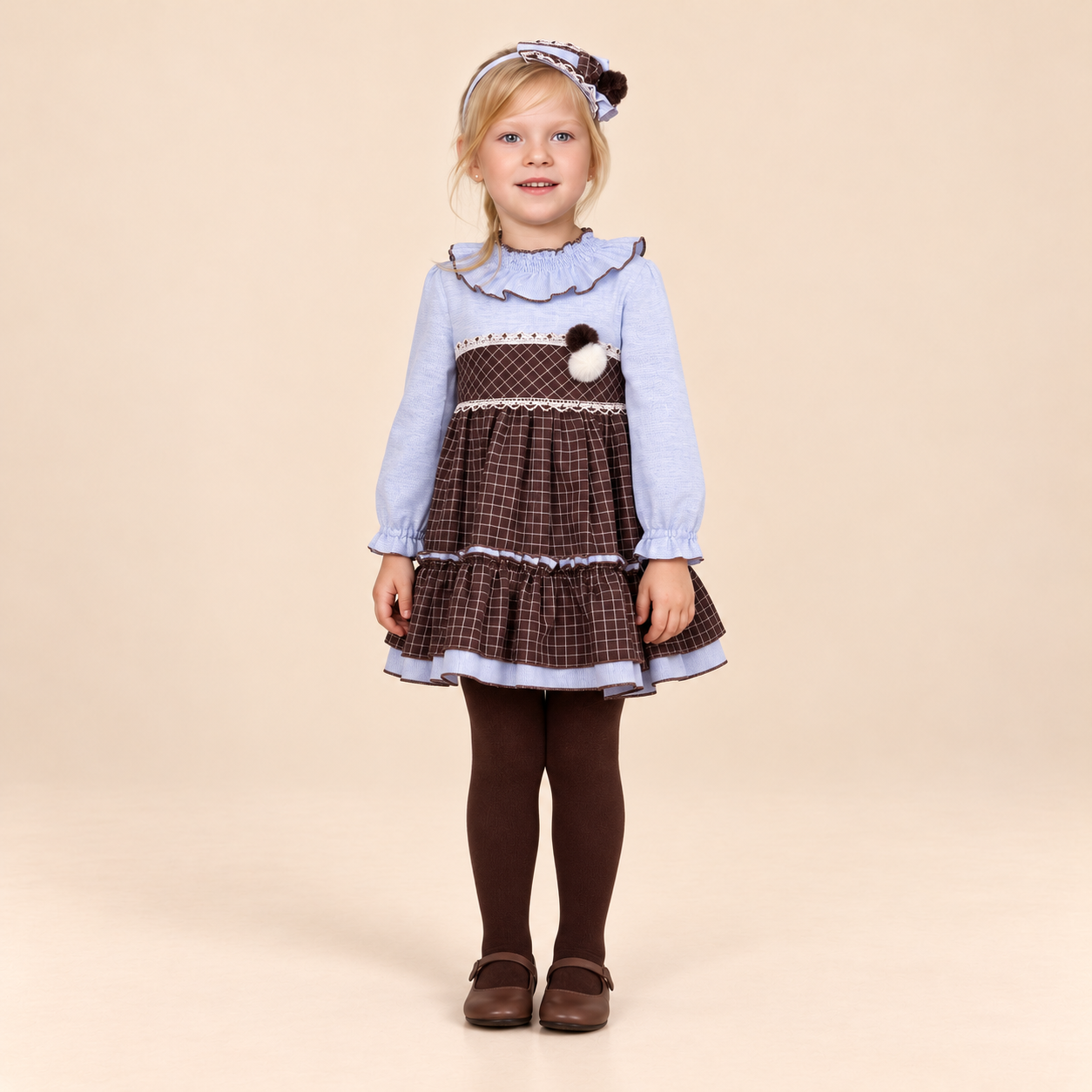 VESTIDO INFANTIL CAFE CELESTE