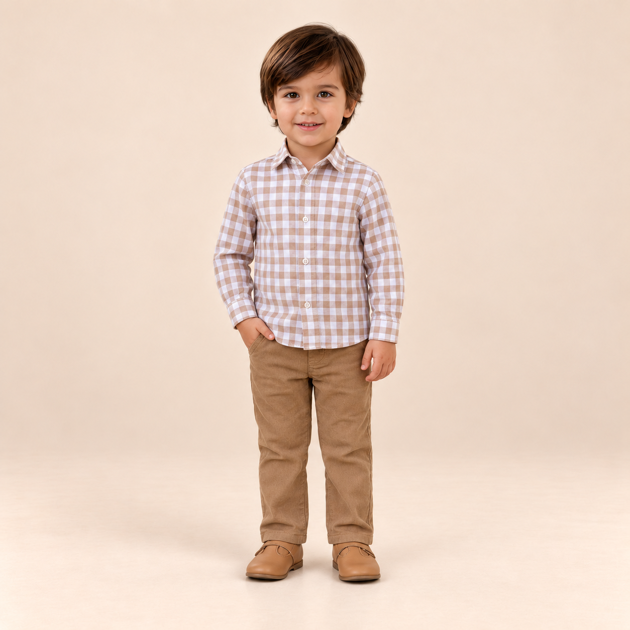 CONJUNTO BEBE NINO PANTALON CAMEL