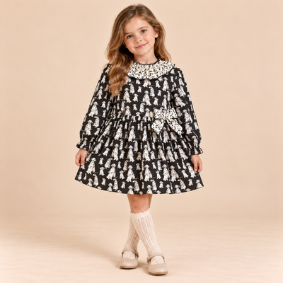 VESTIDO NIÑA GRIS DALMATAS
