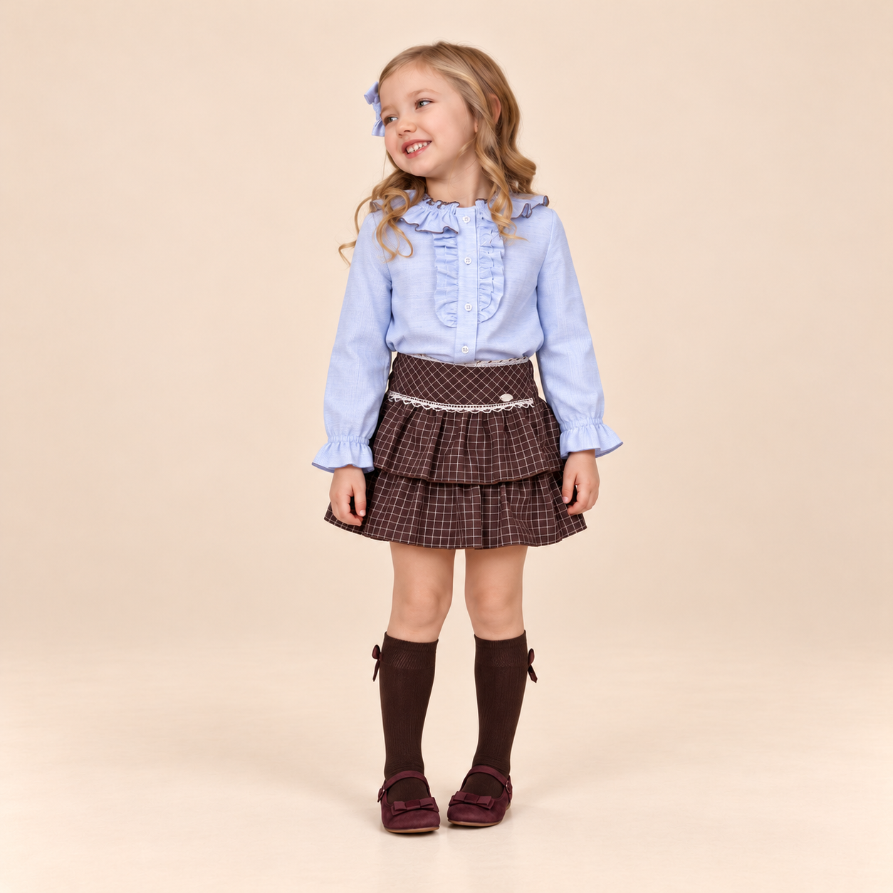 CONJUNTO NINA CAFE Y CELESTE
