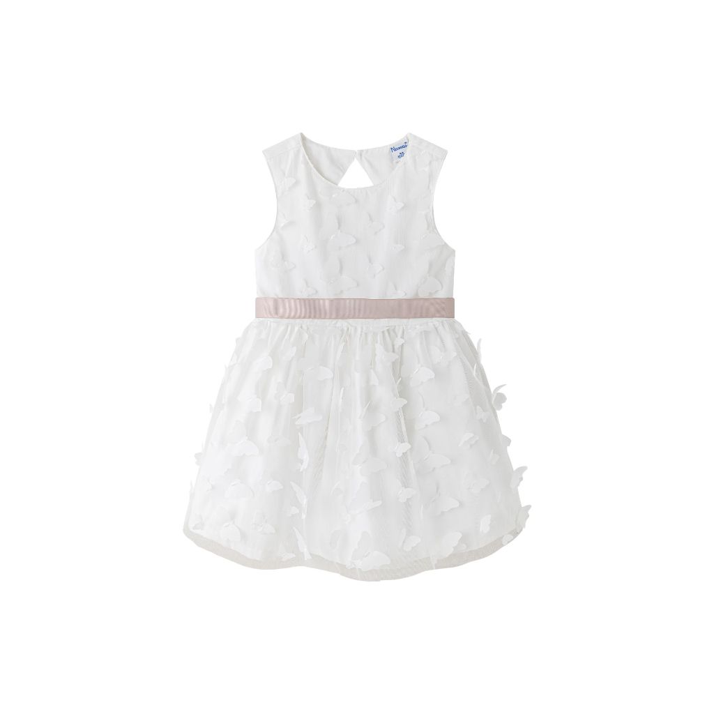 VESTIDO DE NIÑA EN TEJIDO DE TULL CON MARIPOSAS 3D