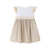 VESTIDO DE NIÑA CON TONOS BEIGE, DE TIRANTES CON VOLANTES DE ENCAJE
