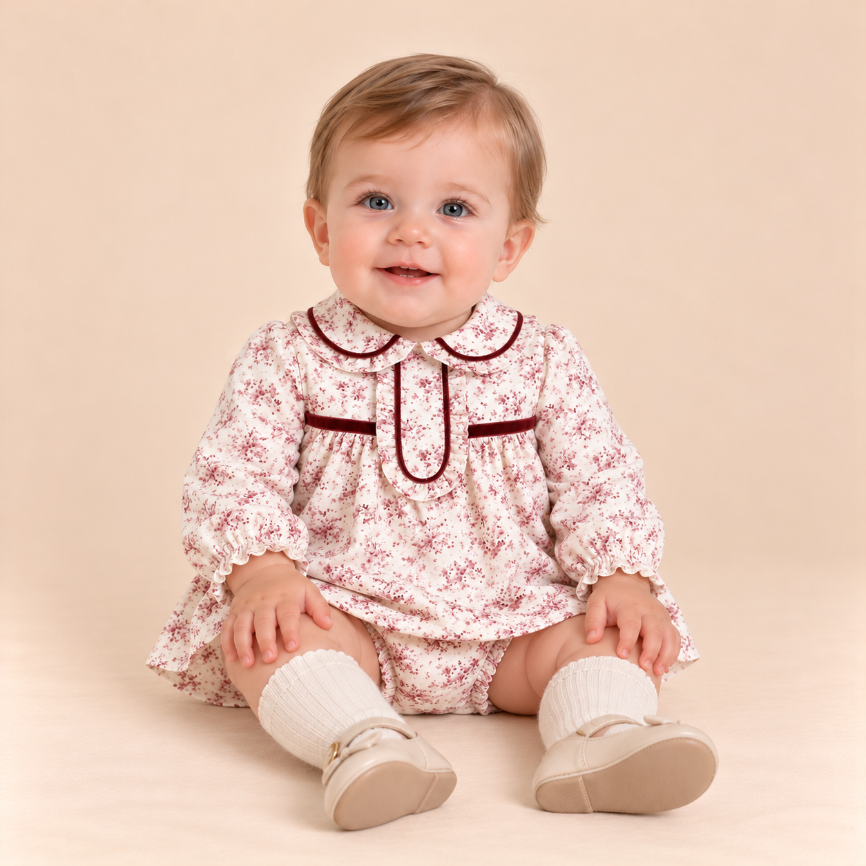 VESTIDO BRAGUITA BEBE ESTAMPADO VINO