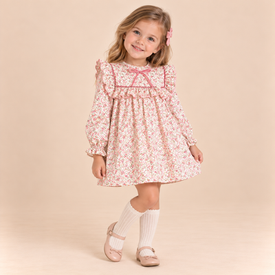 VESTIDO INFANTIL ESTAMPADO FLORES ROSA