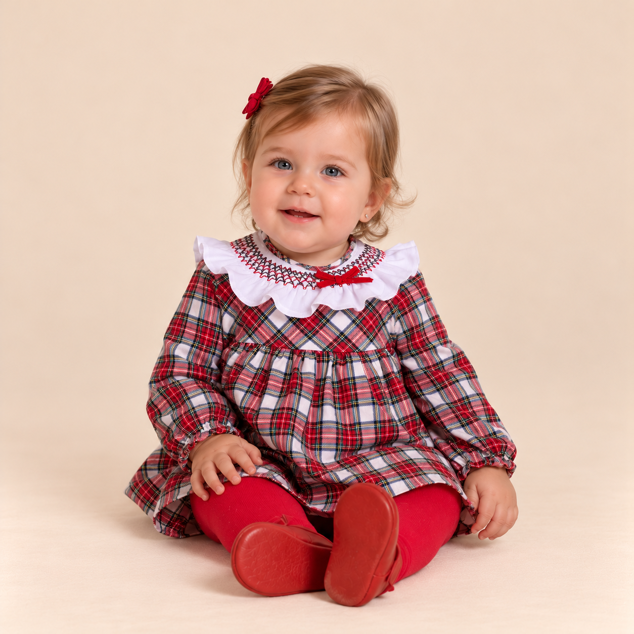 VESTIDO BRAGUITA BEBE CUADRO ESCOCES