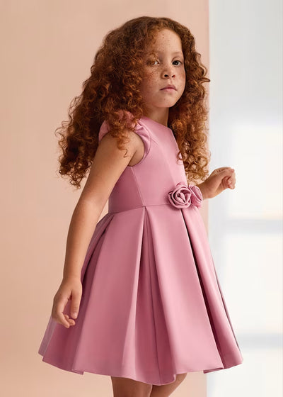 VESTIDO CREPE DETALLE FLORES ORQUIDEA - Menta Moda Infantil