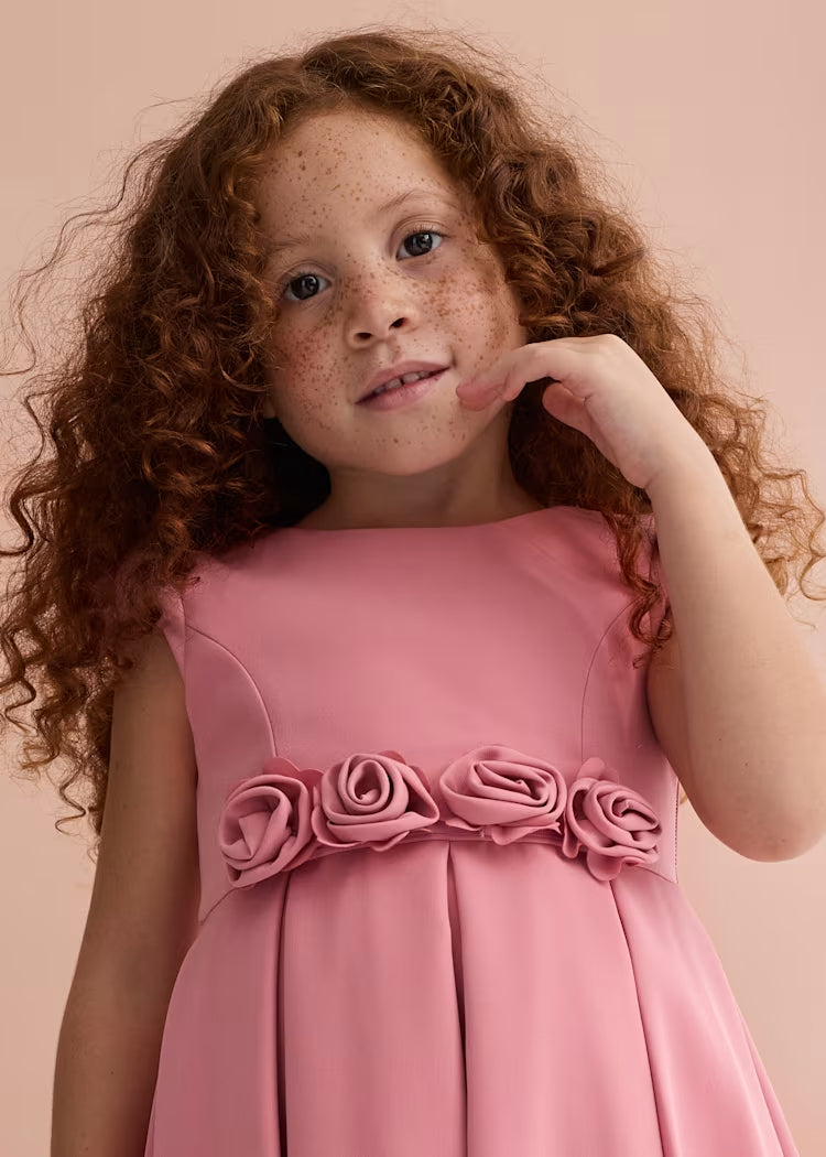 VESTIDO CREPE DETALLE FLORES ORQUIDEA - Menta Moda Infantil