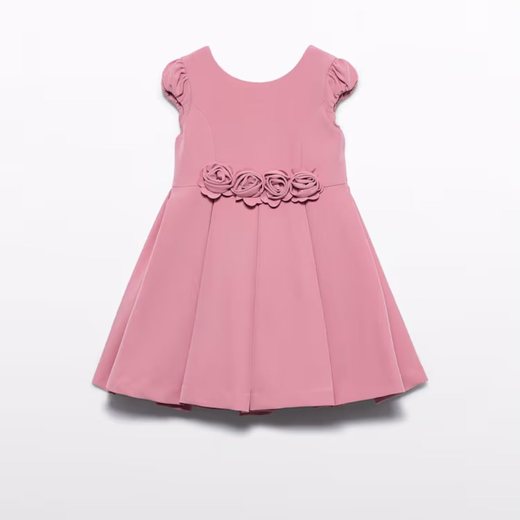 VESTIDO CREPE DETALLE FLORES ORQUIDEA - Menta Moda Infantil