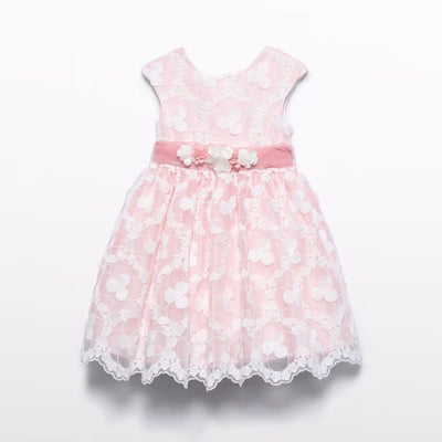 VESTIDO ORGANZA BORDADO ROSA - Menta Moda Infantil