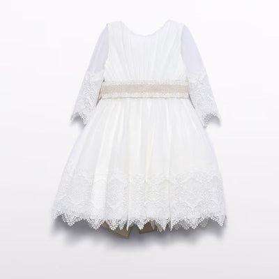VESTIDO TUL BORDADO GUIPUR NATA - Menta Moda Infantil