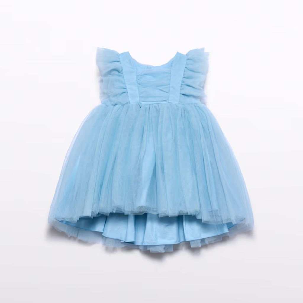 VESTIDO TUL VOLANTES CELESTE - Menta Moda Infantil