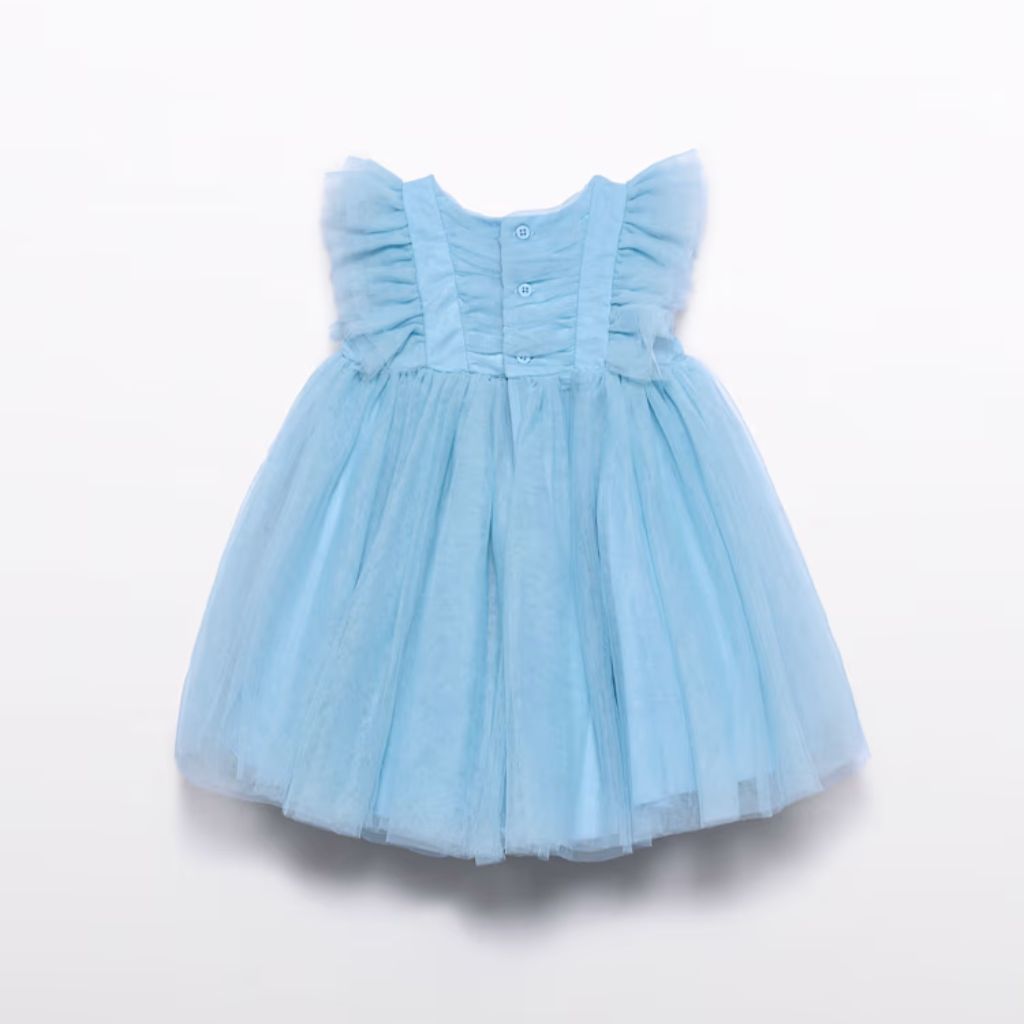 VESTIDO TUL VOLANTES CELESTE - Menta Moda Infantil