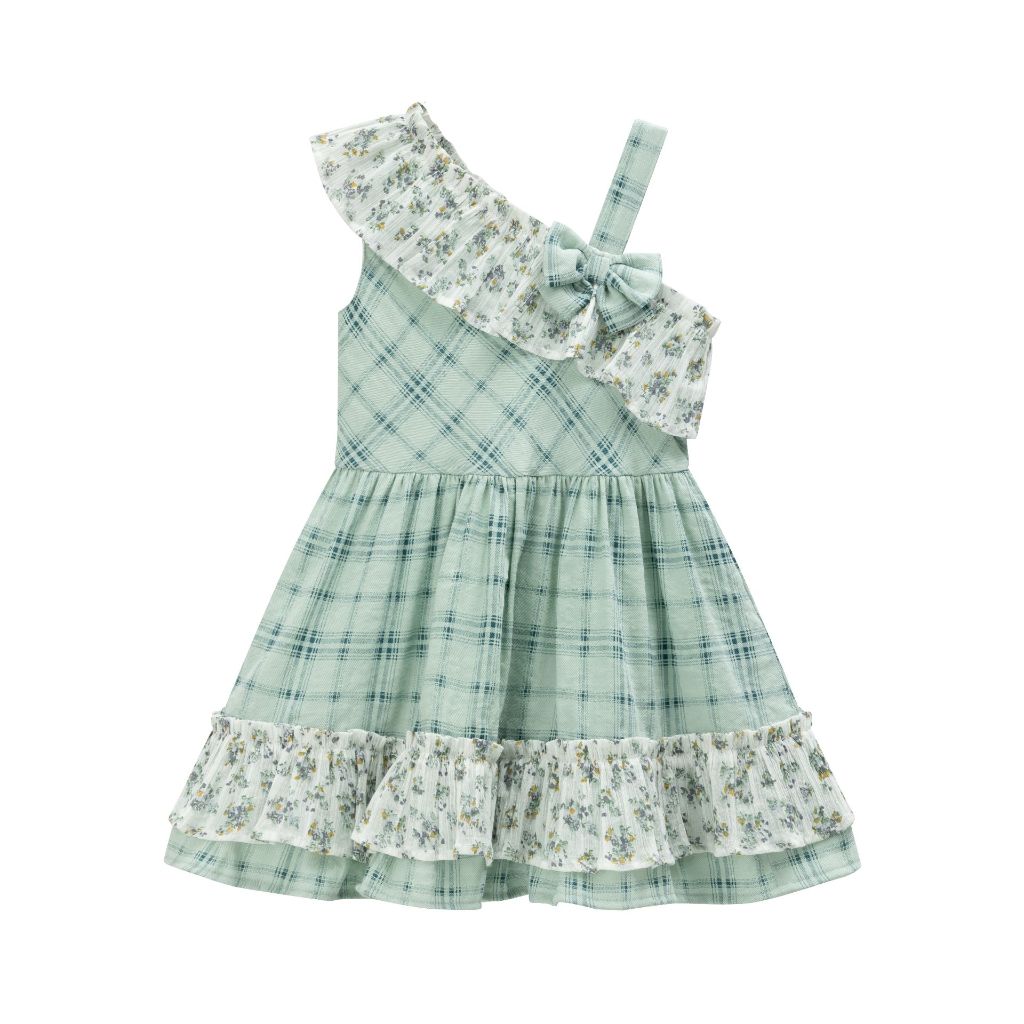 VESTIDO DE TIRANTE DE CUADROS VERDE