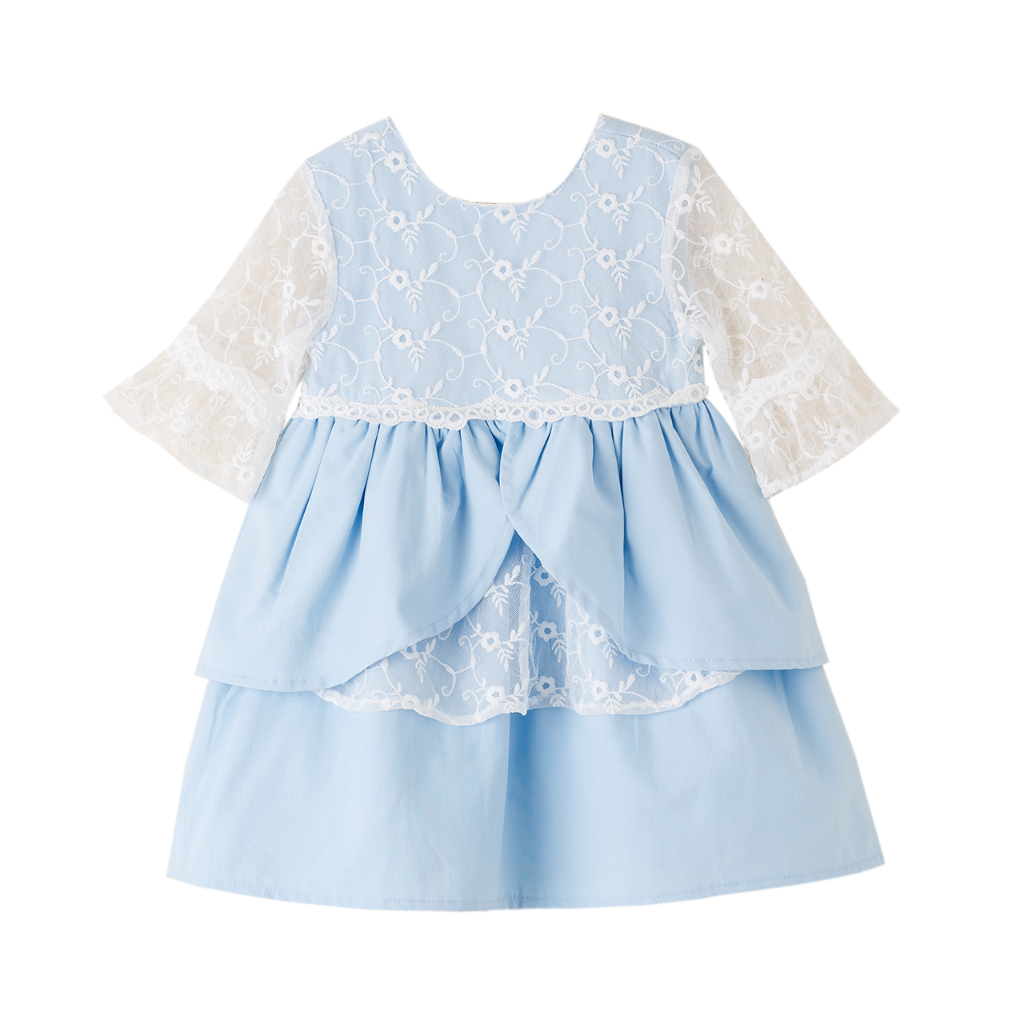 VESTIDO AZUL CELESTE ENCAJE