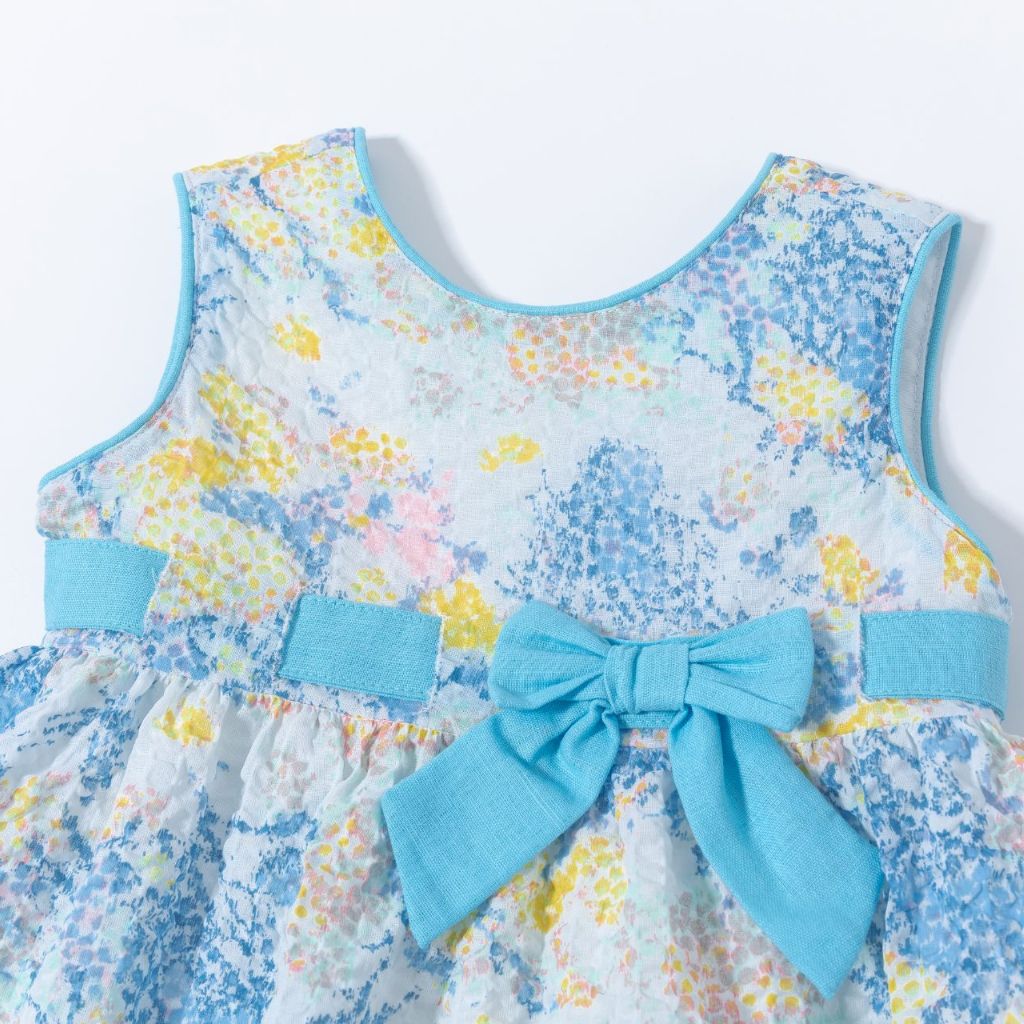 VESTIDO BEBE AZUL TURQUESA CON FLORES