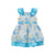 VESTIDO NIÑA AZUL TURQUESA CON FLORES AMARILLO