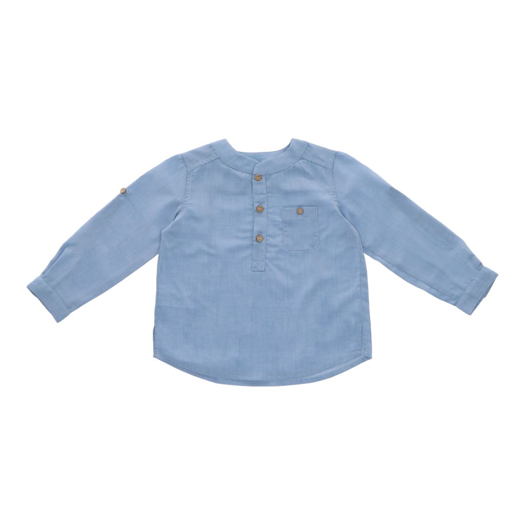 CAMISA CELESTE BOTONES MADERA - Menta Moda Infantil