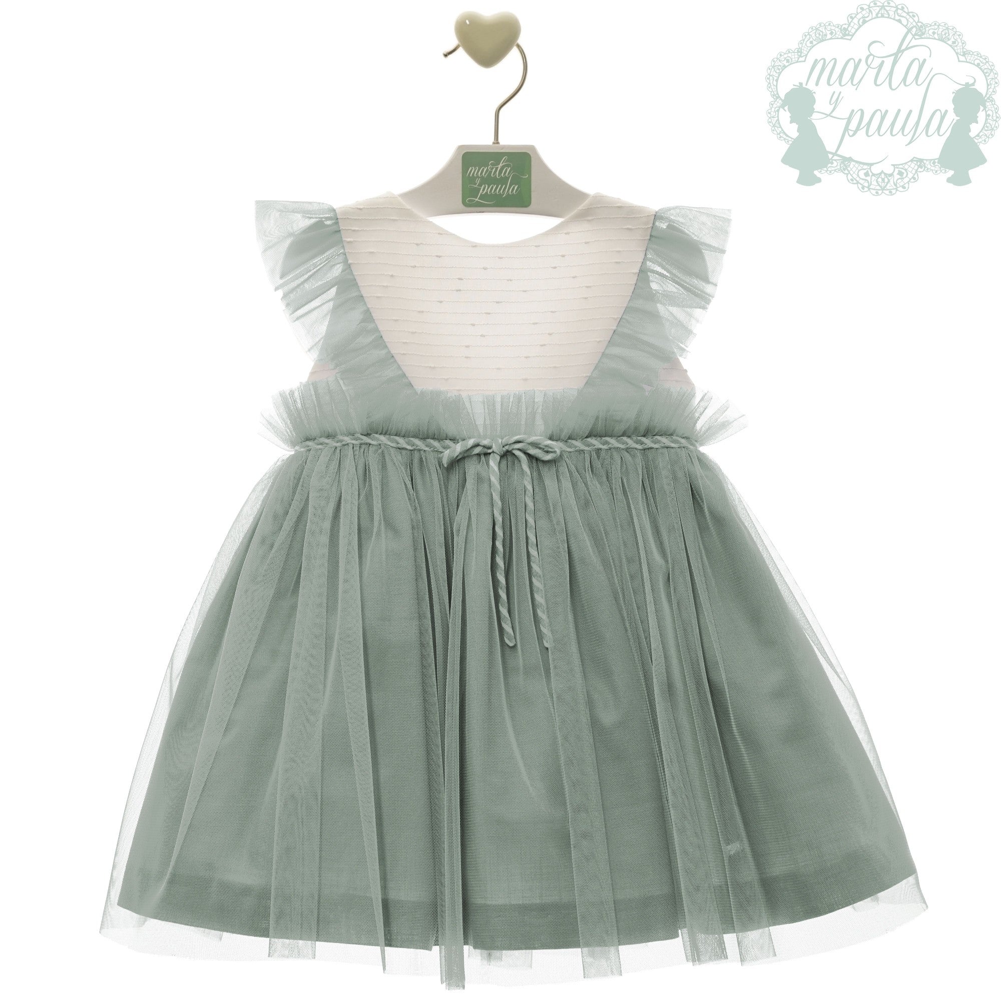 VESTIDO INFANTIL FLAUTA VERDE EMPOLVADO - Menta Moda Infantil