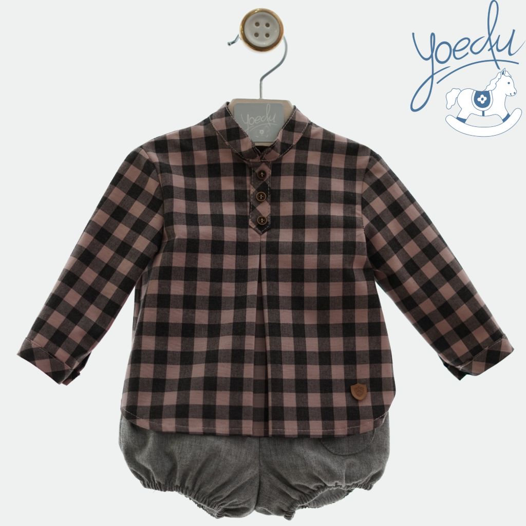 CONJUNTO BEBÉ NIÑO CAMISA CUADROS CON BOMBACHO - Menta Moda Infantil