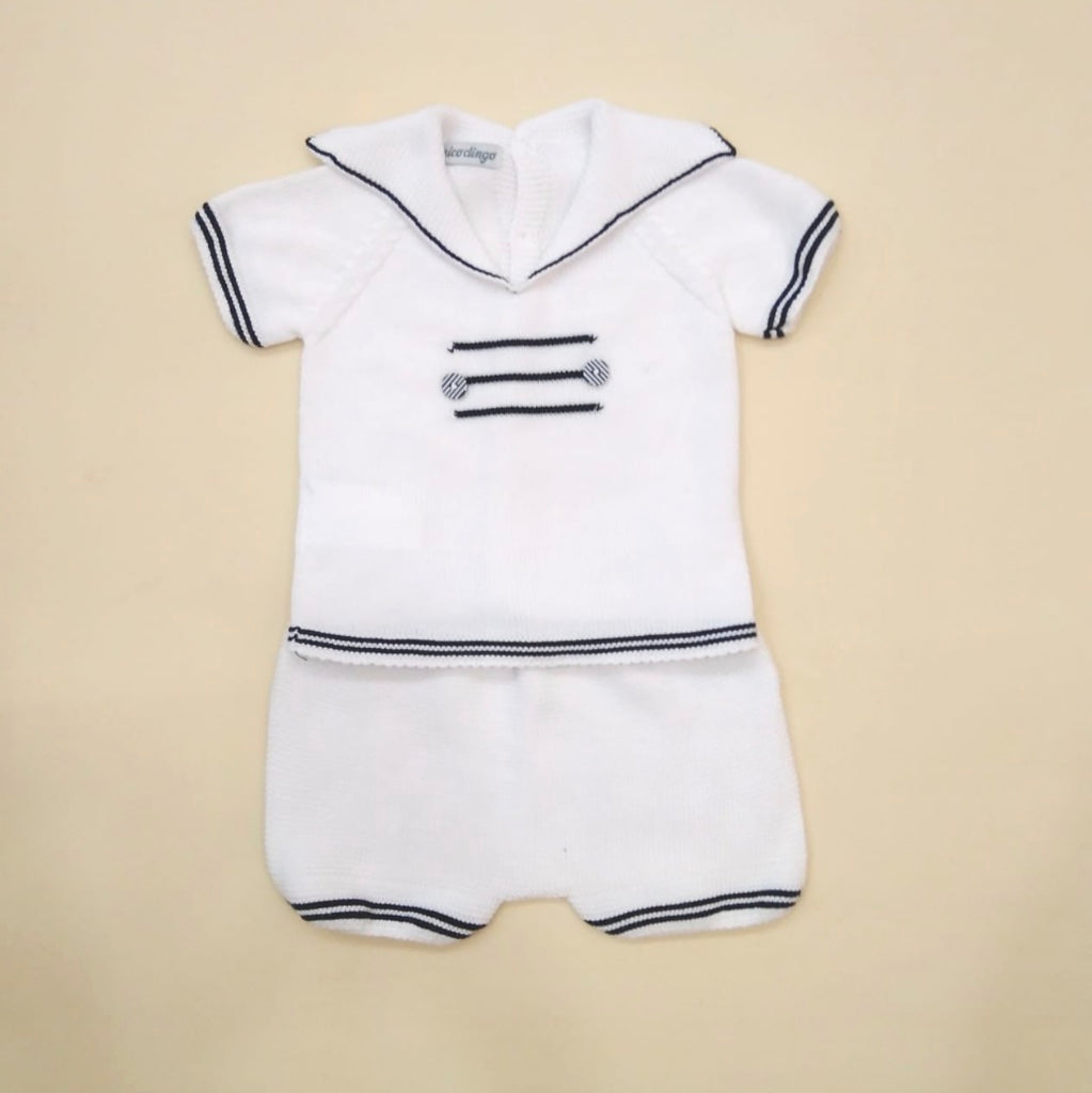 CONJUNTO BLANCO BEBE NINO MARINERO - Menta Moda Infantil