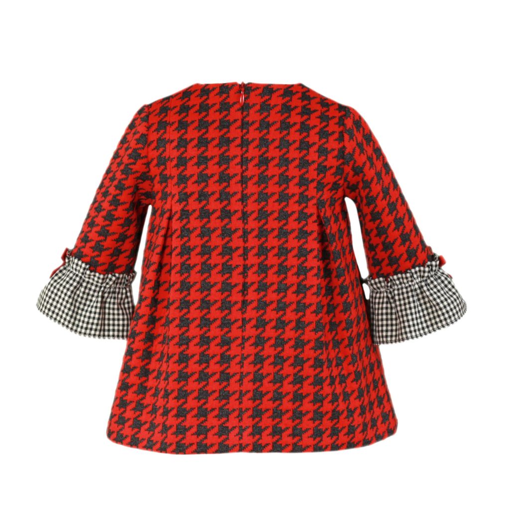 VESTIDO BEBE NINA MANGA LARGA PATA DE GALLO - Menta Moda Infantil