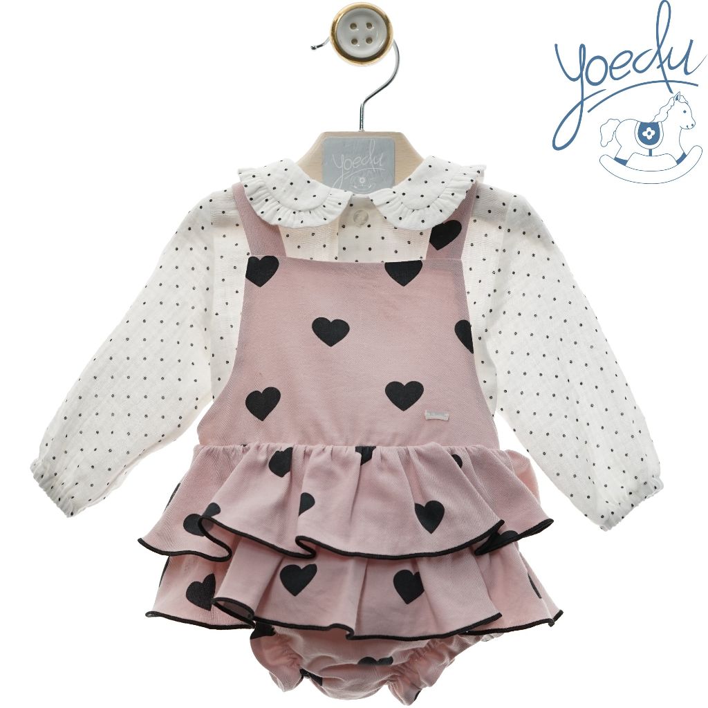 CONJUNTO BEBE NINA RANITA ROSA CORAZONES FAMILIA ESTELA