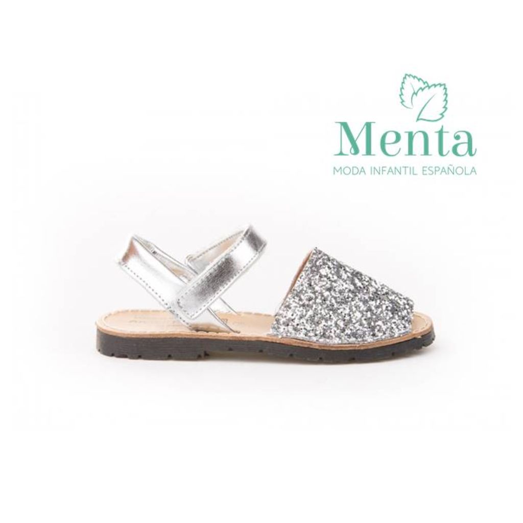 IBICENCA GLITTER PLATA VELCRO - Menta Moda Infantil