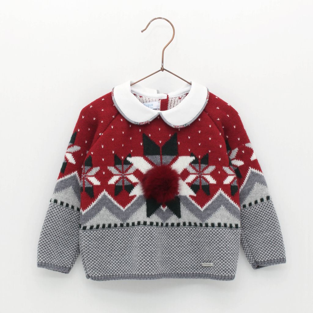 SUETER NIÑO TEJIDO CON DISEÑO DE COPO DE NIEVE - Menta Moda Infantil