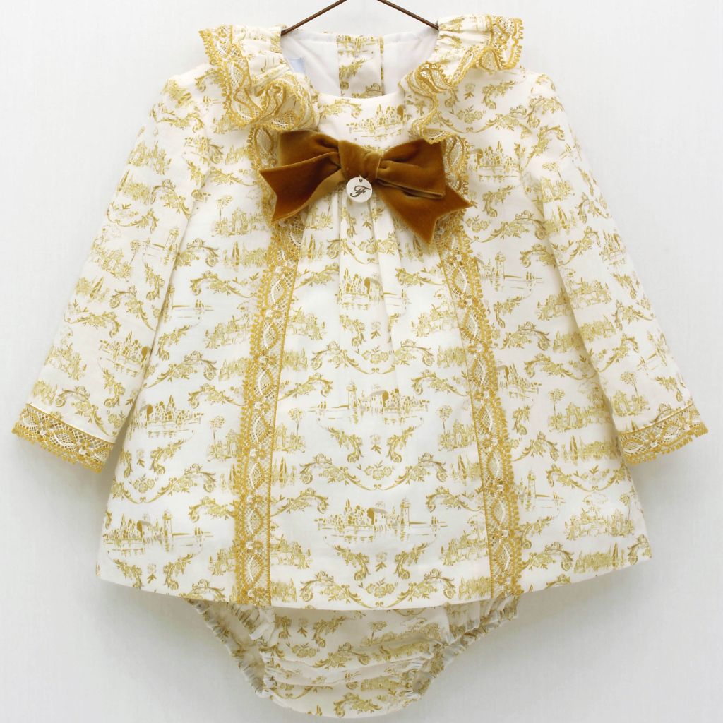 VESTIDO Y BRAGUITA BEBÉ NIÑA EN TOILE DE JOUY - Menta Moda Infantil