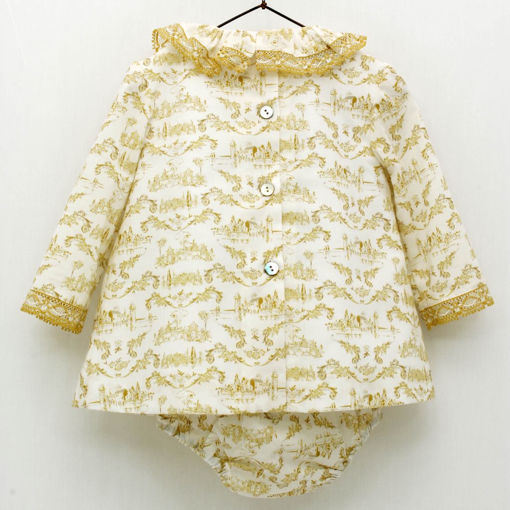 VESTIDO Y BRAGUITA BEBÉ NIÑA EN TOILE DE JOUY - Menta Moda Infantil