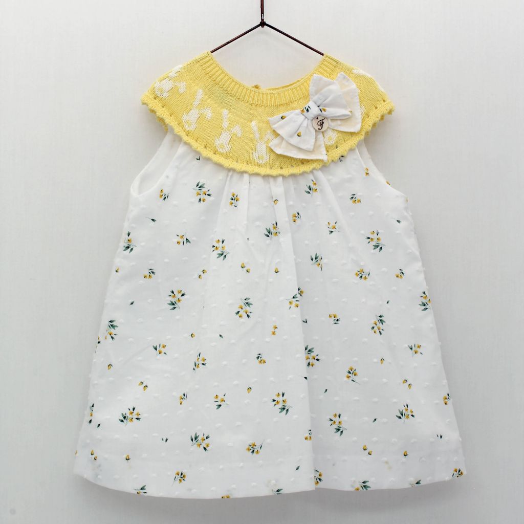 VESTIDO PLUMETI FLOR CON CAPACETE - Menta Moda Infantil