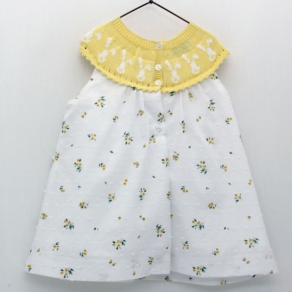 VESTIDO PLUMETI FLOR CON CAPACETE - Menta Moda Infantil