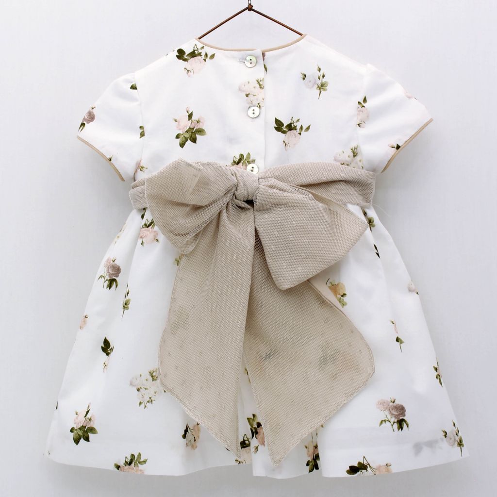VESTIDO ESTAMPADO CON LAZADA PLUMETI Y TUL - Menta Moda Infantil
