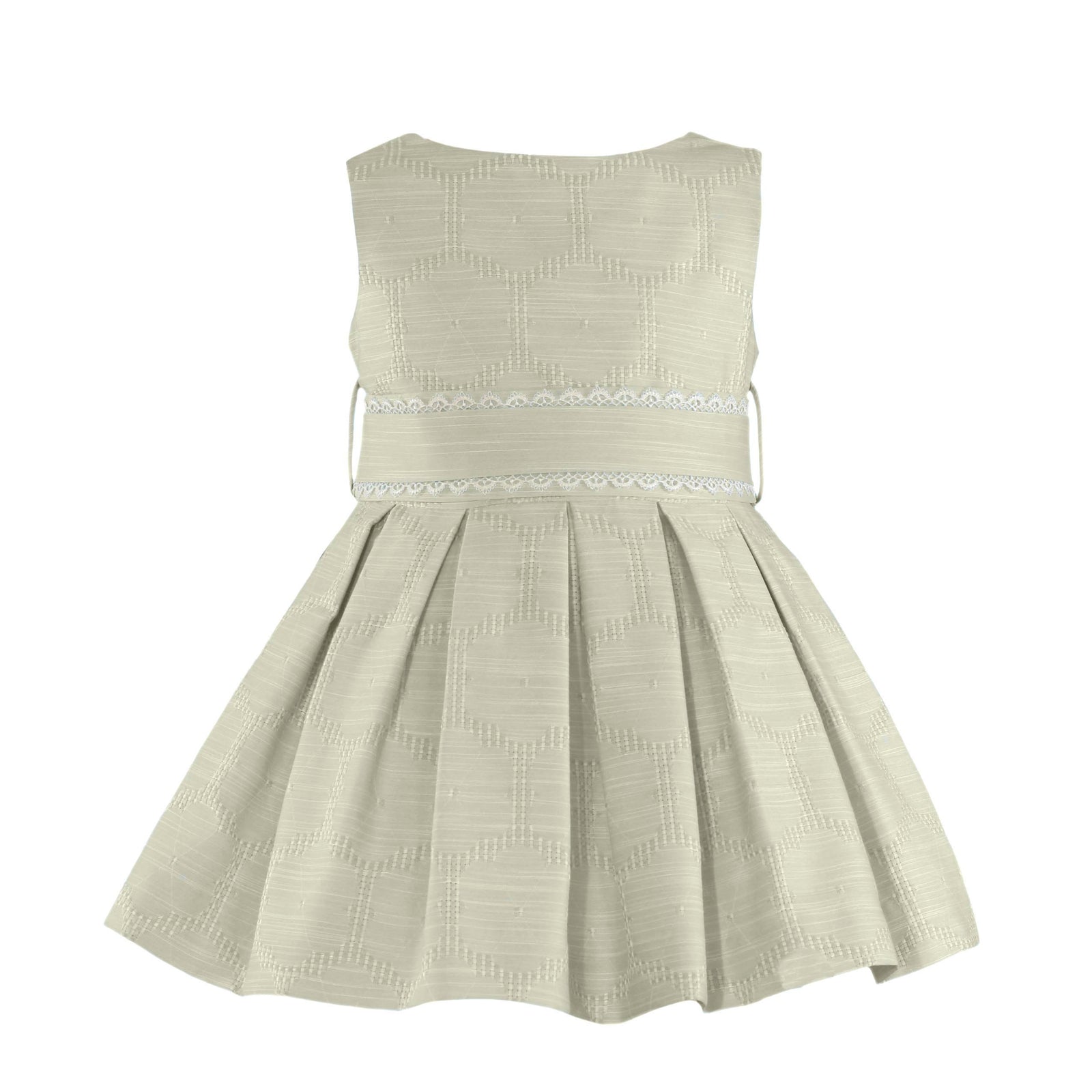 VESTIDO BEIGE  FLORES - Menta Moda Infantil