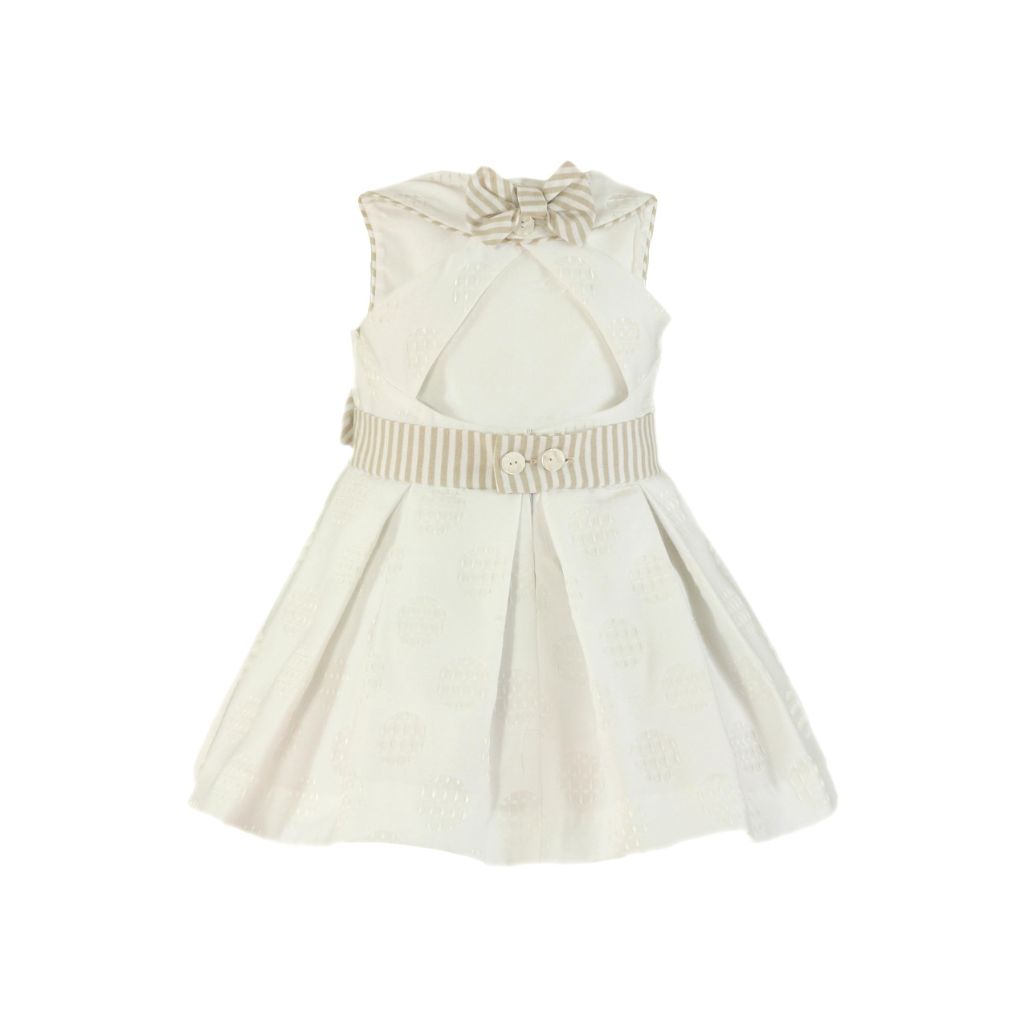 VESTIDO BLANCO  CON FAJIN DE LINEAS