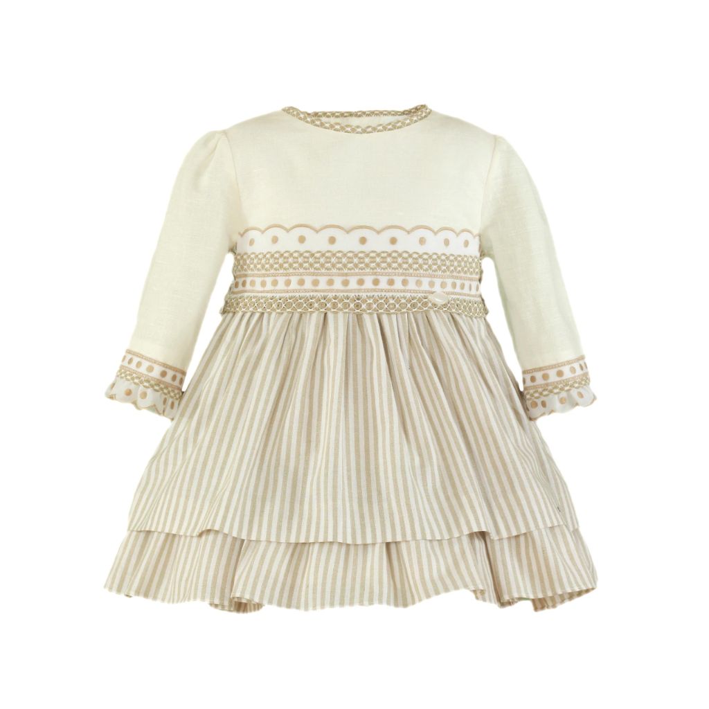 VESTIDO EN TONOS BEIGE TOSTADO