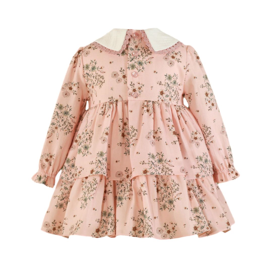 VESTIDO MANGA LARGA NINA ROSA ESTAMPADO FLORAL CORTE SUELTO - Menta Moda Infantil