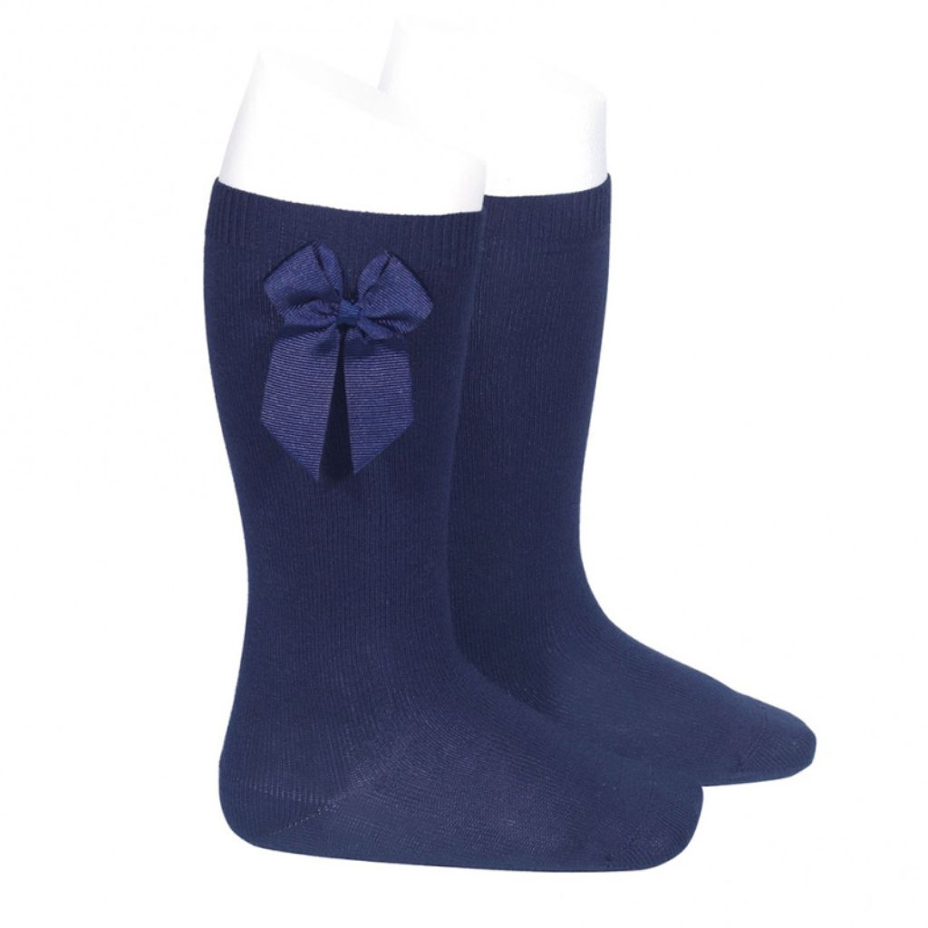 CALCETINES ALTOS ALGODÓN CON LAZO LATERAL MARINO - Menta Moda Infantil