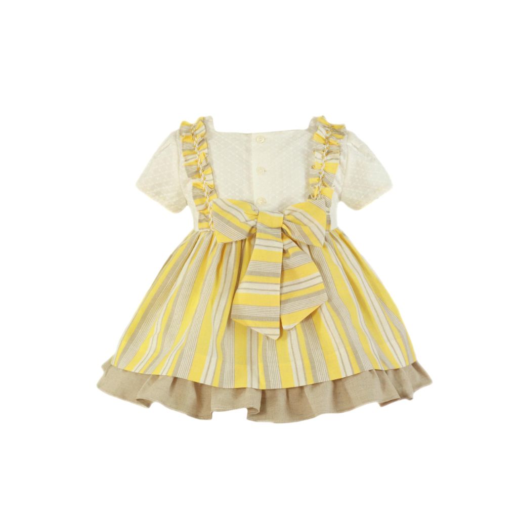 VESTIDO AMARILLO RAYAS CAMEL