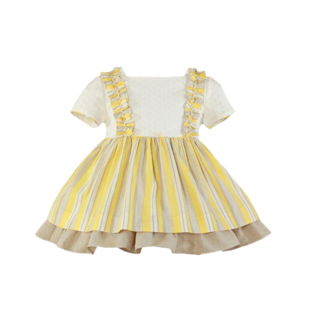 VESTIDO AMARILLO RAYAS CAMEL