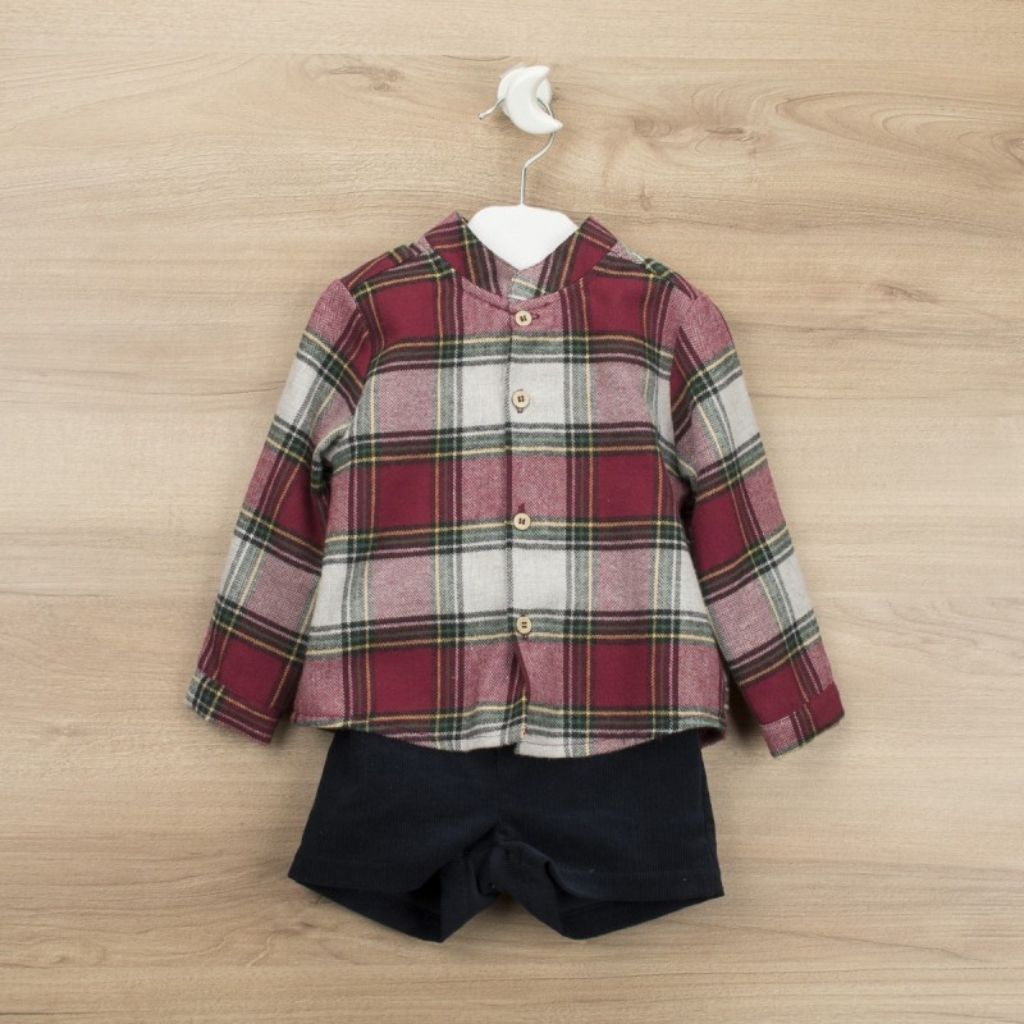 CONJUNTO PANTALÓN CORTO Y CAMISA CUELLO MAO CELEBRATE - Menta Moda Infantil