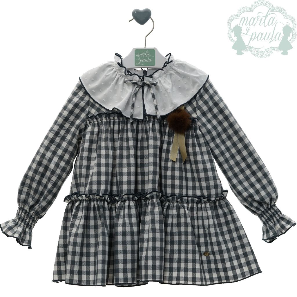 VESTIDO NINA MANGA LARGA CUADROS VICHY FAMILIA VIDA - Menta Moda Infantil