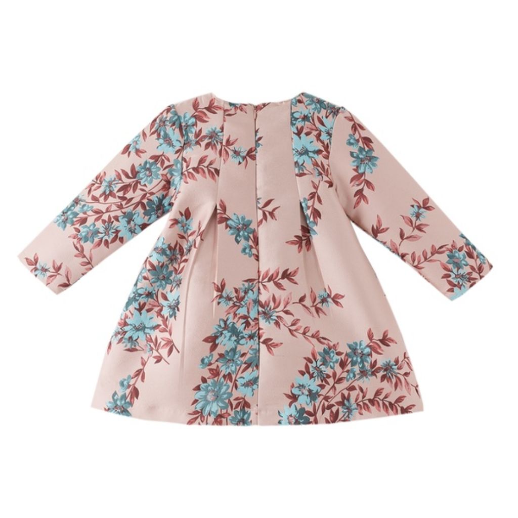 VESTIDO NIÑA ESTAMPADO FLORES CON POMPON - Menta Moda Infantil