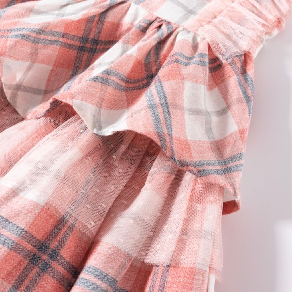 VESTIDO NIÑA CUADROS CON TUL
