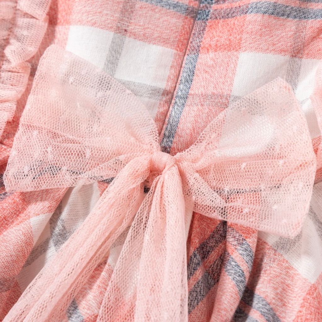 VESTIDO NIÑA CUADROS CON TUL - Menta Moda Infantil